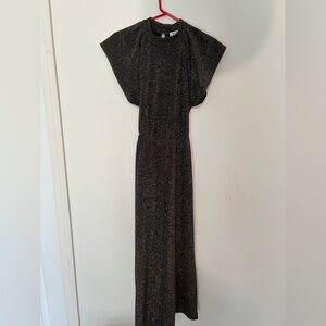 Nine West Sparkly Black Wide Leg Jumpsuit w Sash Party Evening Glam Size Small